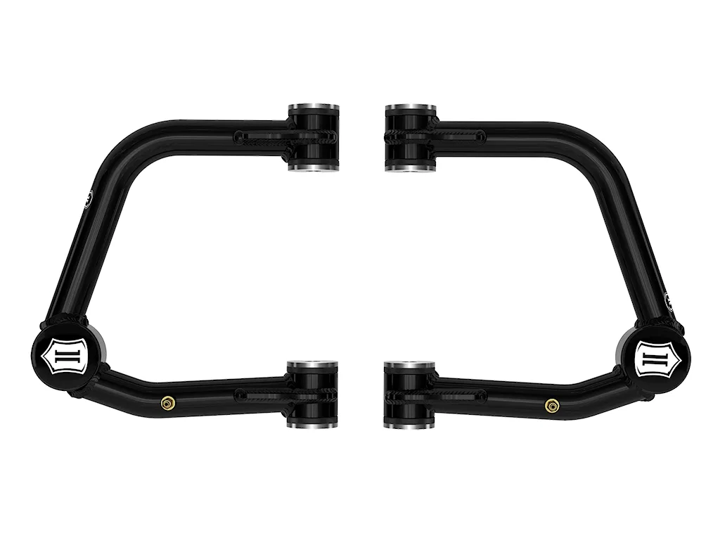 58461DJ – ICON Control Arm, Tubular Non Adjustable Black Steel Greaseable Set Of 2